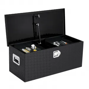 36'' Truck Bed Tool Box Heavy Duty Aluminum Sliding Shelf Diamond Plate Black for Pick Up Truck RV Trailer Storage