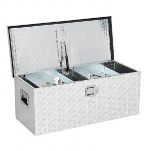 36'' Truck Bed Tool Box Heavy Duty Aluminum Sliding Shelf Diamond Plate Silver for Pick Up Truck RV Trailer