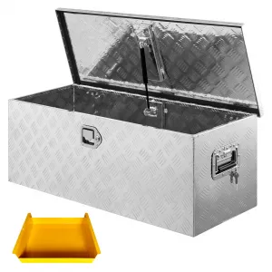 36"x15"x15" Aluminum Truck Bed Tool Box, Weatherproof Storage Chest with Lock & Keys, Side Handles, Gas Strut Lid, Large-Capacity Heavy-Duty Organizer for Pickup, Trailer, and RV