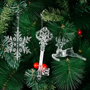 Christmas Tree Pendant Creative Transparent Snowflake Key Deer Shaped Pendant Hanging Snowflake Decorations for Winter Wonderland Christmas Tree Transparent Snowflake Pendant (a Pack of 6)