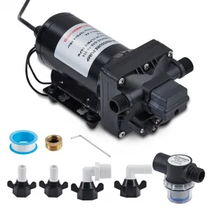 Water Pressure Booster Pump 115V AC 5GPM 55PSI On Demand Water Diaphragm Pump with 125Ft Head Lift, Self-Priming RV Fresh Water Pump with Pressure Switch for Home Marine Yacht Garden Hose