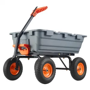 Garden Dump Cart Heavy Duty 800lbs Capacity Quick Release Steel Frame Poly Bucket 10-Inch Tires All-Terrain for Garden Lawn Farm