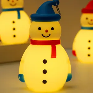 Cartoon Christmas Snowman Night Light with Hook High Brightness Energy Saving Battery Powered Xmas Tree Hanging Pendants red hat