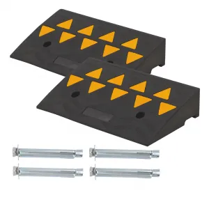 2 Pack 4.3" Rise Rubber Threshold Ramp, Heavy-Duty Wheelchair & Scooter Access Ramp, 55000 lbs Capacity, Non-Slip Recycled Rubber, Suitable for Scooters and Cars