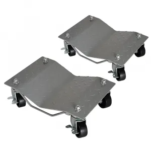 2 Items 4 Tire Wheel Dolly Car, Premium Manganese Steel, 3000 Lbs Capacity, Heavy Duty, Antiskid & Recessed Design, 360° Rotatable Wheels, Silver