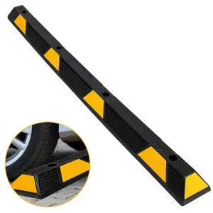 72" Rubber Parking Curb Heavy Duty Wheel Stopper with Yellow Reflective Stripes for Garage Driveway Parking Lot 72" x 6" x 4"