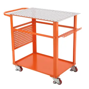 36" x 24" Welding Table Heavy Duty Steel Fixture Table With Wheels For Shop Garage, Industrial, Black