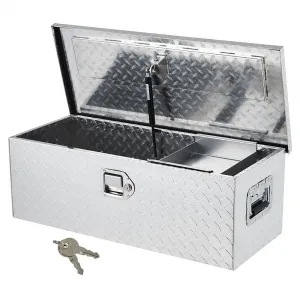30 Inch Aluminum Truck Tool Box, Truck Bed Storage Box with Security Lock and Wider Handles, Heavy Duty Waterproof Tool Box Organizer Chest for Pick Up Truck Rv Trailer - Silver