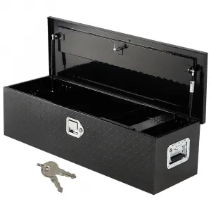48 Inch Aluminum Truck Tool Box, Truck Bed Storage Box with Security Lock and Wider Handles, Heavy Duty Waterproof Tool Box Organizer Chest for Pick Up Truck Rv Trailer - Black