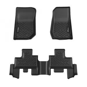 Floor Mats Fits 2014-2018 Jeep Wrangler JK Unlimited JKU 4 Door Anti Skid Floor Liners Black, All Weather TPE Floor Liners