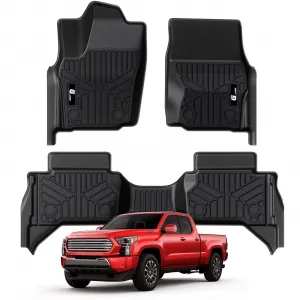 Floor Mats All Weather Custom Fit TPE Liners for 2024 2025 Toyota Tacoma Double Cab Front & Rear 2 Row, Black