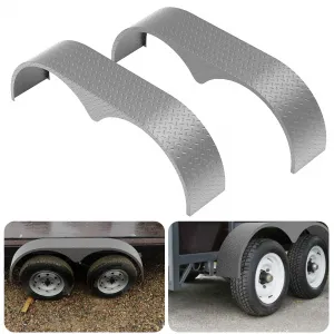 2 Pack Tandem Trailer Fenders, Double Axle, Fit 13-15 Inch Wheels, 66" x 9.1" x 20", Black
