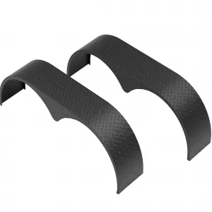 Tandem Trailer Fenders Double Axle Fit for 13-15 Inch Wheels, 66" x 9.1" x 20", Heavy Duty Steel, Black