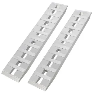 Aluminum Car Ramps 2-Pack Heavy-Duty 10000 Lbs Capacity 96x15 in Silver Non-Foldable Vehicle Loading Ramps