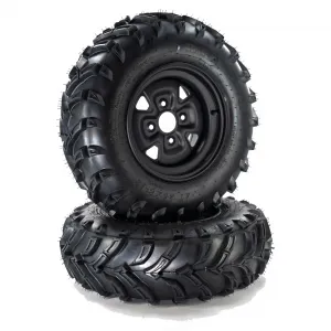 Set Of 2 25x8-12 ATV Tires With 6PR UTV Tires And 12" Steel Wheel Rim 4 Bolt For Off-Road Mud Sand Terrain, All-Season, Black