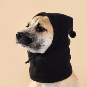 Dog Ear Muffs Christmas Pet Hat Ears Warm Cover Winter Hat Dog Head Wrap Costume for Holiday Props Birthdays Cosplay M Black