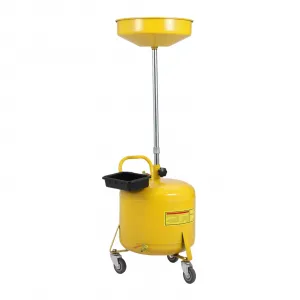 8 Gal Portable Waste Oil Drain Change Tank, 15 in Funnel, Adjustable Height 28"-62", 360° Wheels, Built-in Toolbox for Easy Use, Yellow