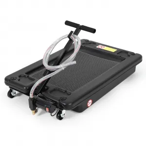 Oil Drain Pan 17 Gallon Low Profile Oil Drain Tank with Electric Pump for Car SUV Trucks, 64L Black Foldable Hand with Hose and Swivel Casters