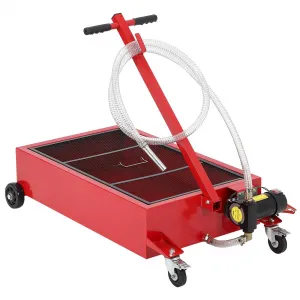 Low Profile 110V Oil Drain Pan Cart With 180W Electric Pump, 20-Gallon Metal Pan, Folding Handle, For Cars SUVs Trucks Buses RVs, Black