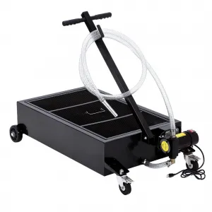 Low Profile Oil Drain Pan 20-Gallon with 180W Electric Pump, Folding Handle, Carbon Steel, 8FT Hose, Wheels - Cars, SUVs, Trucks