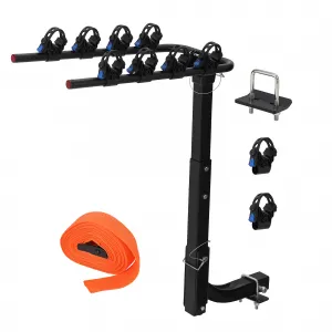 4-Bike Rack Hitch Mount - Heavy-Duty Steel Frame Folding Bicycle Carrier with Anti-Sway Stabilizer, Fits 2" Hitch Receiver, 70 lbs Capacity, Easy Assembly for SUV, Car, Truck, and RV