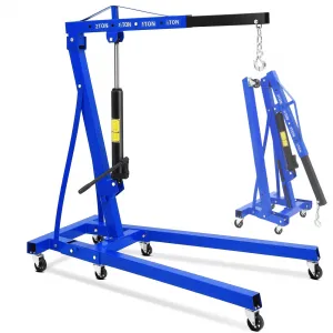 2-Ton Folding Engine Hoist 4400 Lbs Hydraulic Lift High-Strength Steel Foldable Design 6 Casters Garage Workshop
