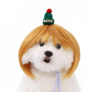 Funny Dog Cosplay Wig, Fashion Headwear Apparel Toy, Pet Supplies, Dog Dress Up for Halloween, Christmas, Parties, Festivals, Dog Wigs for Small Medium and Large Dogs