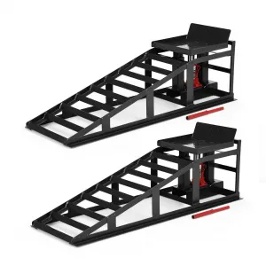 2 Pack Car Ramps - 5T (12000 lbs) Hydraulic High Lift Service Ramps, Low-Profile Heavy-Duty Automotive Lifts for Oil Changes, Fully Welded Structure for Home Garage, Black