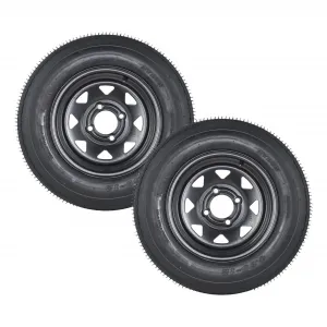 4.80-12 Trailer Tires with 8 in White Rims,  4.80x12 480-12 4.8-12, Load Range C, 6PR, 4 Lug 4 in Bolt, Bias-Ply Nylon, All-Season, Utility & Cargo Trailers