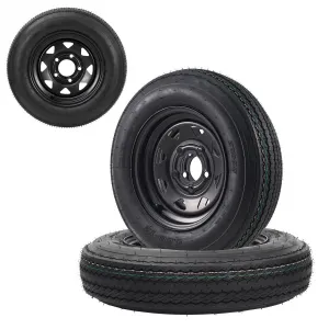 4.80-12 Trailer Tires with 12 in Rims, 5 Lug, Load Range C, Multi-Function Lawn Mower & Tractor Tires, Black, 2 Pack