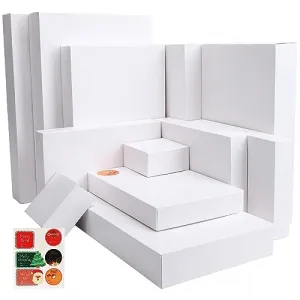 24 PCS Assorted Christmas Shirt Gift Box,4 Sizes White Box with 24 pcs Gift Tag Assorted Shirt Wrap Box Set for Xmas, Holiday, Birthday Party Gift Wrapping or Present Wrap Décor