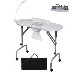 43"L Nail Equipment, Marbling Texture Manicure Table for Salon