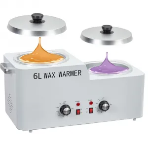 6L Large Wax Warmer for Hair Removal, 15 Mins Quick Wax Melting Professional Wax Pot Warmer Kit for All Hair Types Including Facial, Legs, Bikini,White Wax Warmer Double