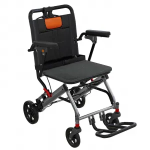 Ultra Lightweight Elderly Transport Wheelchair Weighs only 24 lbs. Portable Lightweight Folding Transport Chair, with Locking Handbrake, Removable Flip Armrests, Swinging Footrests, Supports 220 lbs.