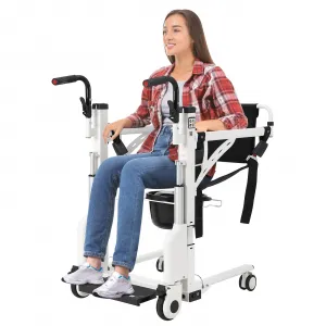 Hoyer Lifts for Home Use, Electric Patient Lift Transfer Chair,Hydraulic Patient Lift Transfer Chair, Bathroom Wheelchair with 180° Split Seat and Potty, Portable Elderly Lift