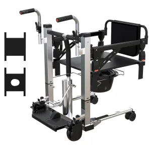 Hydraulic Patient Lift Transfer Chair, Portable Adjustable Height Wheelchair for Elderly, 180° Split Seat Hoyer Lift, Double Handle, 32.7"-44.5" Height, 330 lbs Capacity, Bathroom & Bedside Care