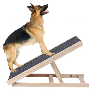 Wooden Adjustable Dog Ramp for Bed Couch, 27.6'' x 13.4'' Foldable Pet Ramp for Small or Large Dog with Non-Slip Surface Portable Dog Car Ramp for SUV Car, RVs & Truck, Up to 100 LBS