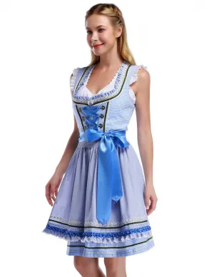 Women's Oktoberfest Costume Beer Babe Polka Dot Dress 2XL N-LightBlue
