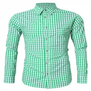 Men's German Bavarian Oktoberfest Stylish Long Sleeve Slim Fit Shirt XX-Large Green