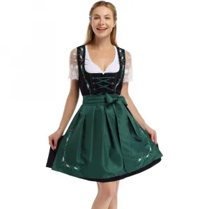 Women's Oktoberfest German Dirndl Dress 2 Pieces Beer Girl Costume Green M