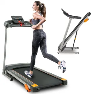 Electric Treadmill with LCD for Home 2.5HP 12KM/H Foldable Treadmill with Holder Heart Rate Sensor Walking Running Machine for Indoor Home Gym Exercise Fitness