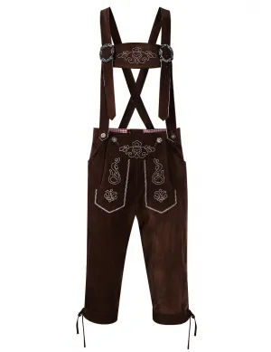 Lederhosen Men German Bavarian Oktoberfest Leather Trousers Costume Dark Brown 2XL