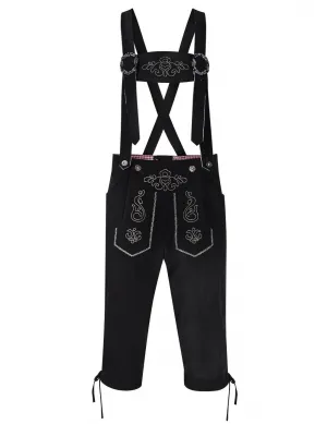 Lederhosen Men German Bavarian Oktoberfest Leather Trousers Costume Black 3XL Traditional Design Durable Material Adjustable Straps