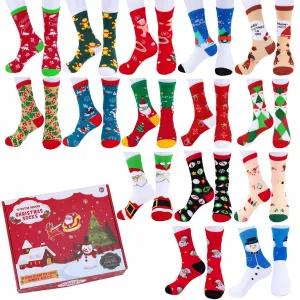 15 pares de calcetines de Navidad para Navidad, acogedores y divertidos, calcetines suaves de punto de algodón para hombre, mujer, niña, regalo de Navidad, color1, Talla única