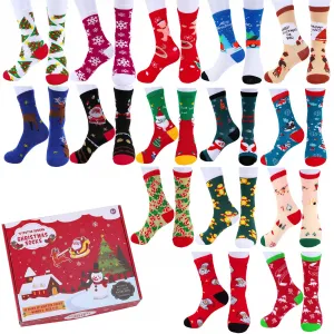 15 pares de calcetines de Navidad para Navidad, acogedores y divertidos, calcetines suaves de punto de algodón para hombre, mujer, niña, regalo de Navidad, Color2, Talla única