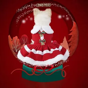 Pet Christmas Dress 3 Pet Clothes Cosplay Outfit Party Supplies for Small Medium Large Dogs Christmas Red Bell Bow Skirt XL