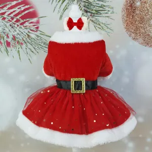 Pet Christmas Dress 3 Pet Clothes Cosplay Outfit Party Supplies for Small Medium Large Dogs Christmas Red Mesh Belt Skirt L