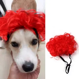 Pet Wigs Dog Cat Headdress Adjustable with 2 Elastic Bands Pet Wigs Funny Dogs Cats Head Accessories Cosplay Props for Halloween Christmas Pet Dog Cat Decoration Cosplay Costume Toy