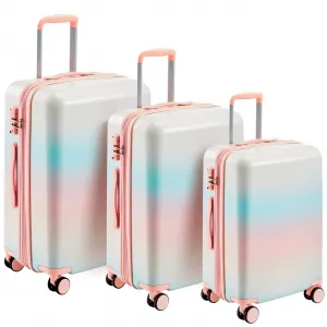 3 Piece Luggage Travel Sets With TSA Lock, Telescopic Handle, 360° Silent Dual Wheel, Side Handles And Safety Feet, Hardshell Suitcase, 20''24''28'', Pink