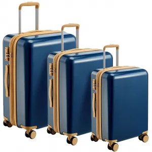 3 Piece Luggage Travel Sets With TSA Lock, Telescopic Handle, 360° Silent Dual Wheel, Hardshell Suitcase, 20''24''28'' Blue One Size